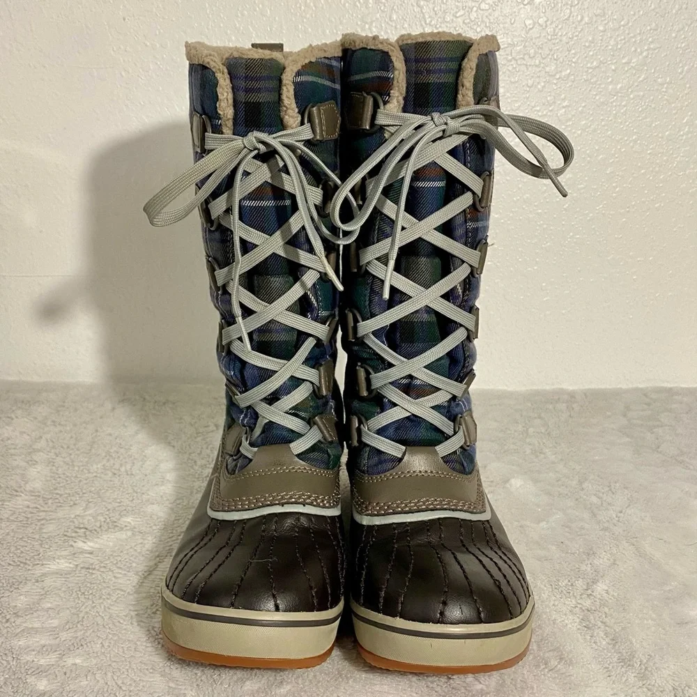 Sorel Tivoli Tall Plaid Lined Waterproof Boots Women’s Size 7